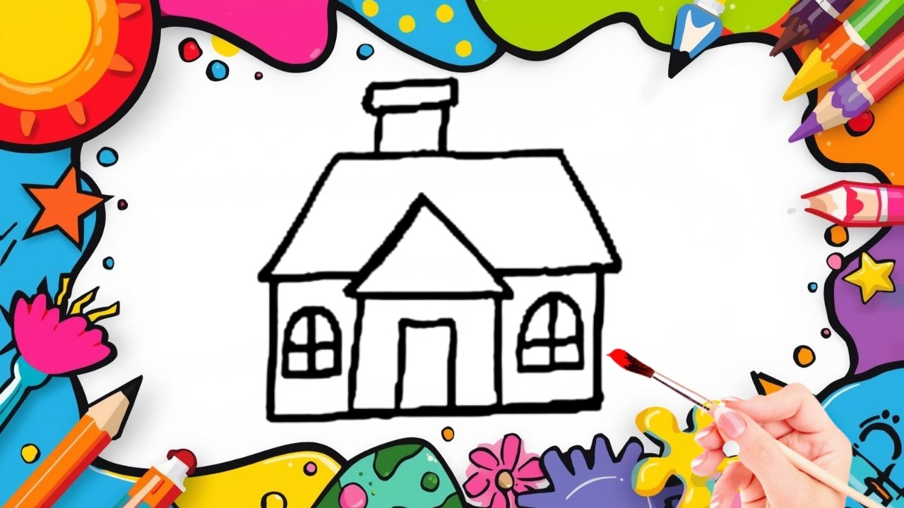 How To Draw cute House Drawing, Painting & Coloring For Kids and Toddlers_🌈🎨 🐋