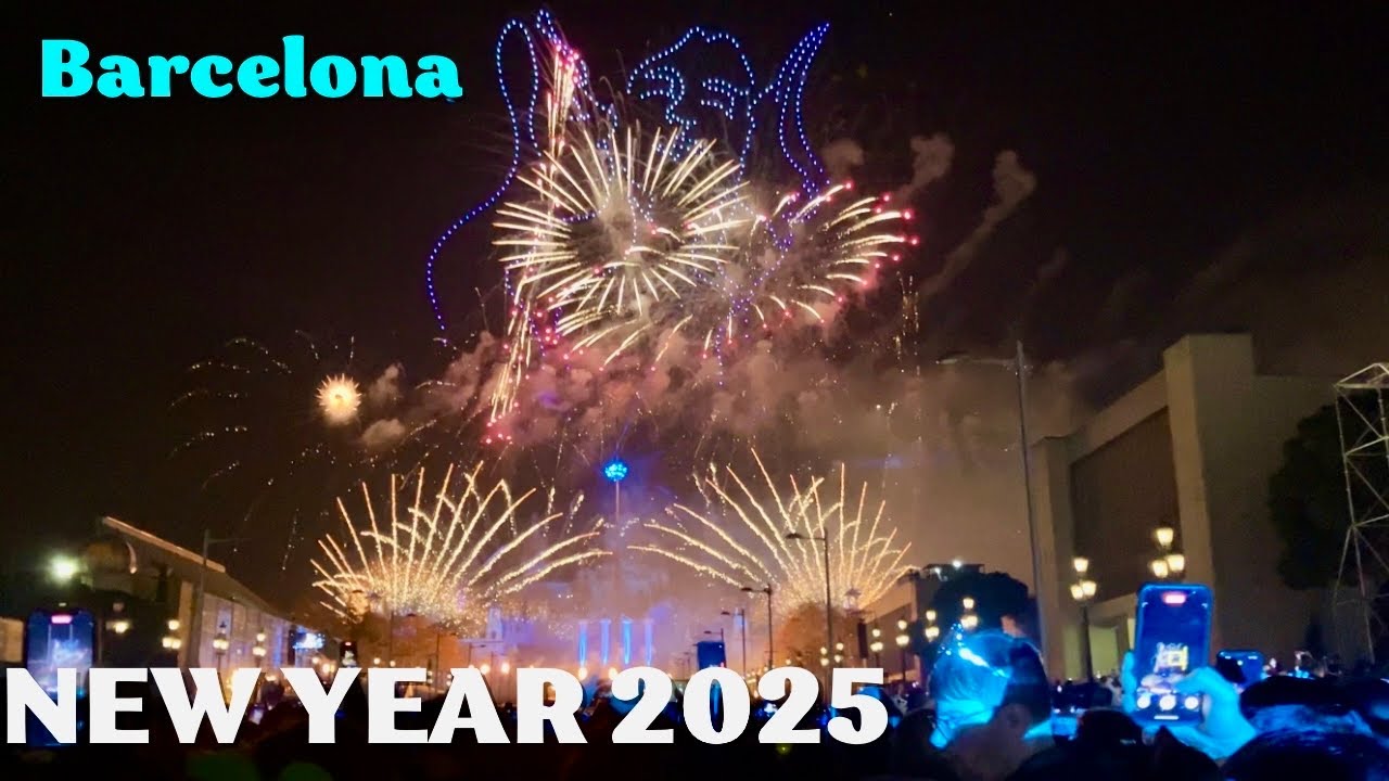 New Year 2025 Countdown in Barcelona, Spain | Epic Fireworks & Drones Show
