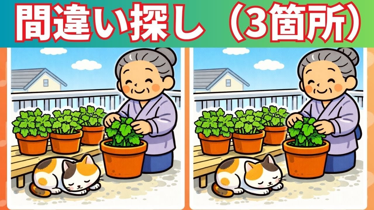 3つの間違いを探す｜間違い探し｜脳を鍛える｜専門家が語る｜このゲームに参加すると脳が20年若返る #16