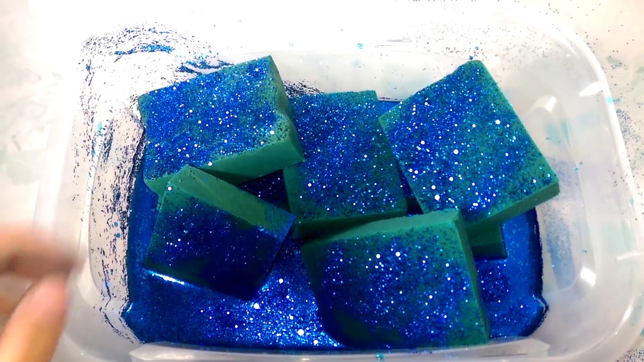 Asmr Blue ocean wet floral foam crushing