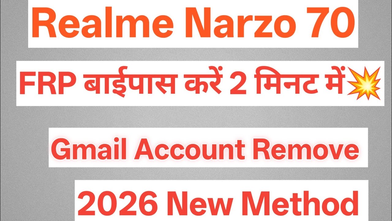 New Update 2026 Frp Remove| Realme 2026 Frp Bypsss realme Narzo 70 pro Frp Bypass Gmail lock Remove