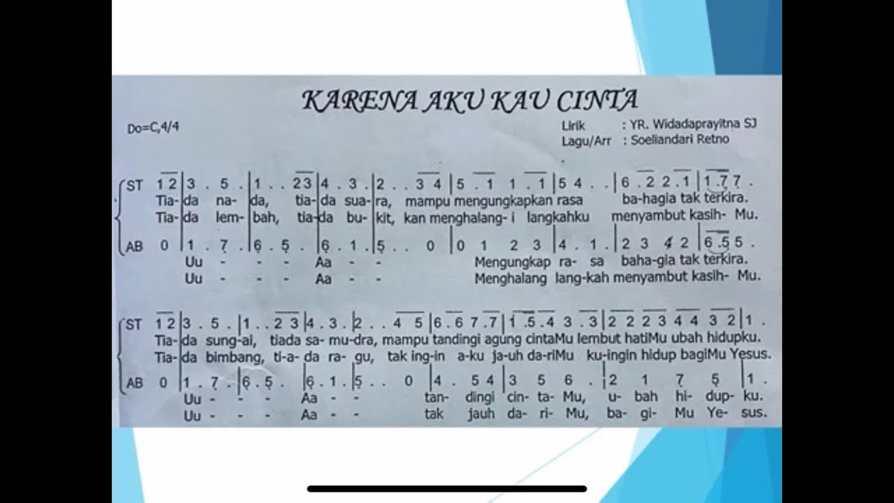 Karena aku Kau cinta - notasi Alto