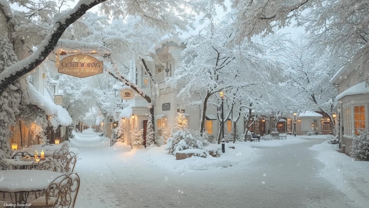 Relaxing Winter Jazz Music with Gentle Snowfall ❄️ Cozy Outdoor Ambience for Deep Relaxation