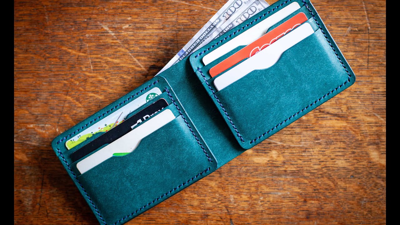 Making a Blue Leather Bifold Wallet
