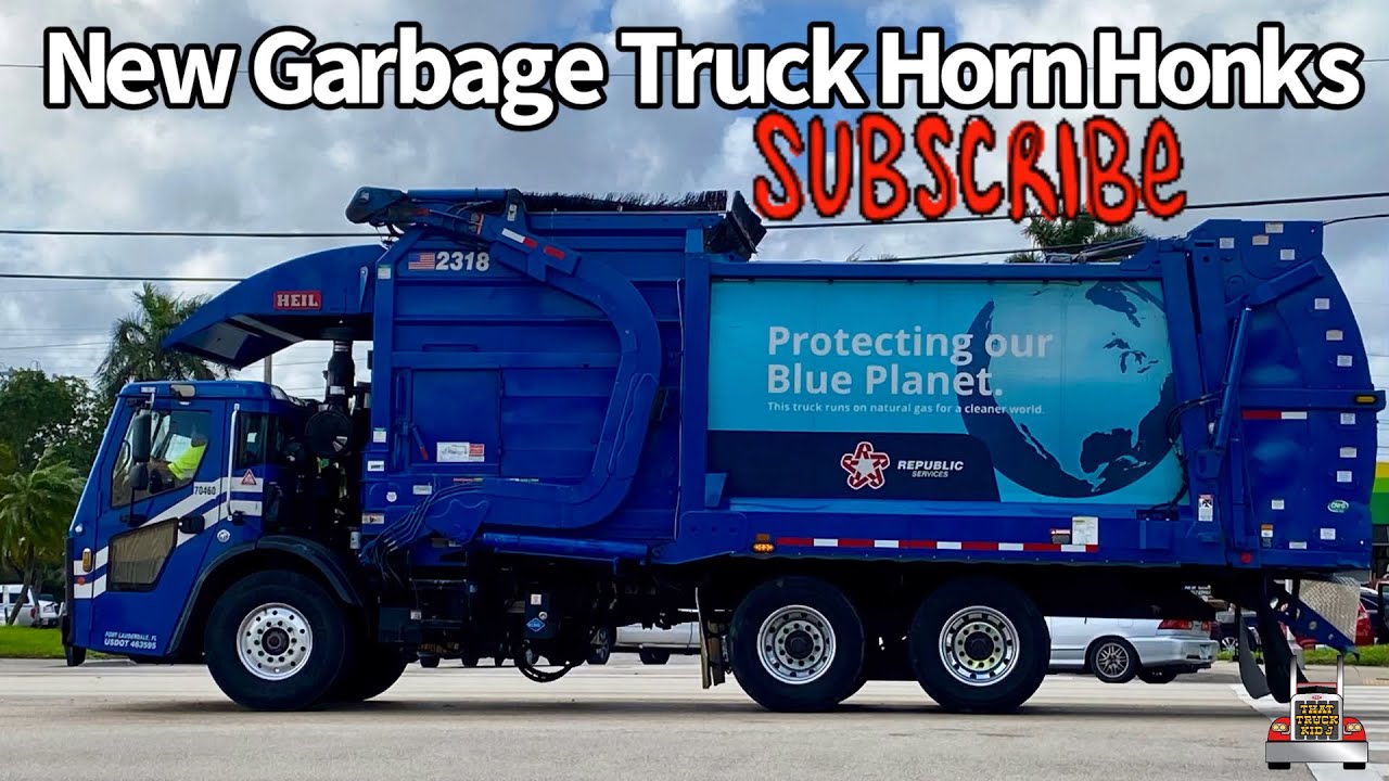 First Garbage Truck Horn Honk Video for 2024. Garbage Truck Spotting in Florida