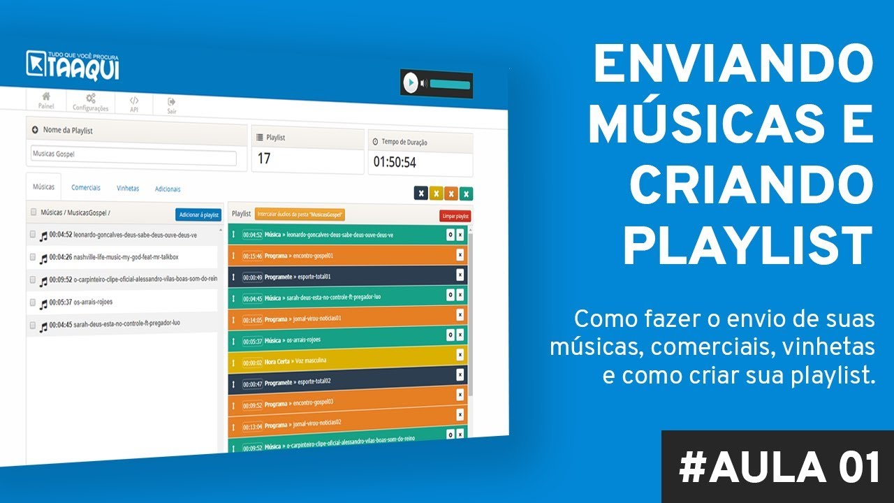 Config. Iniciais - Enviando Músicas e Criando Playlist | Painel de Áudio - #Aula01