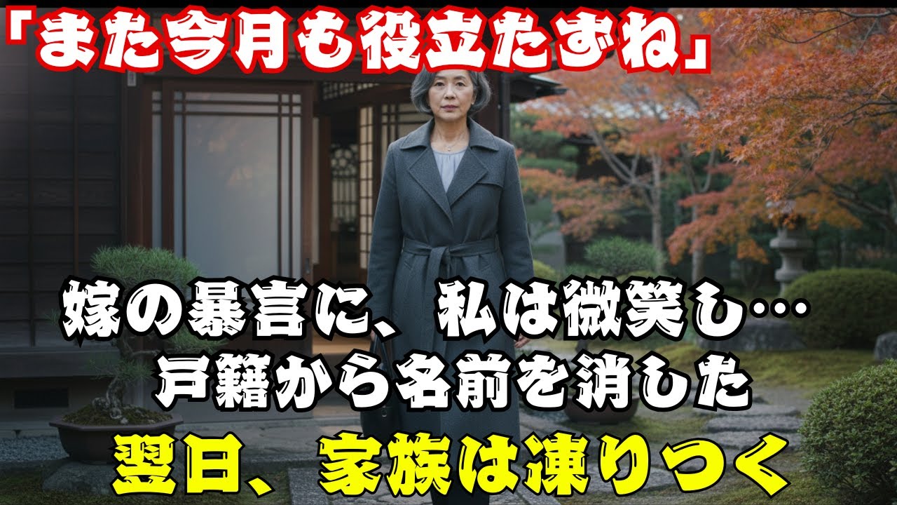 「役立たず」と見下す嫁に、翌日“絶縁”をプレゼント。戸籍を抜いて赤の他人になった瞬間、嫁が泣きついてきたがもう遅い。【60代以上の方へ】.