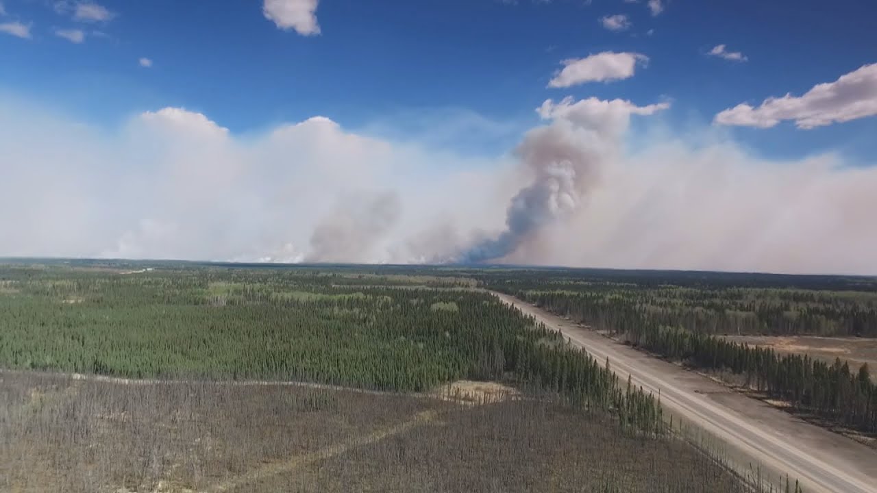 Fort McMurray convoy from above - shot from a UAV (drone)