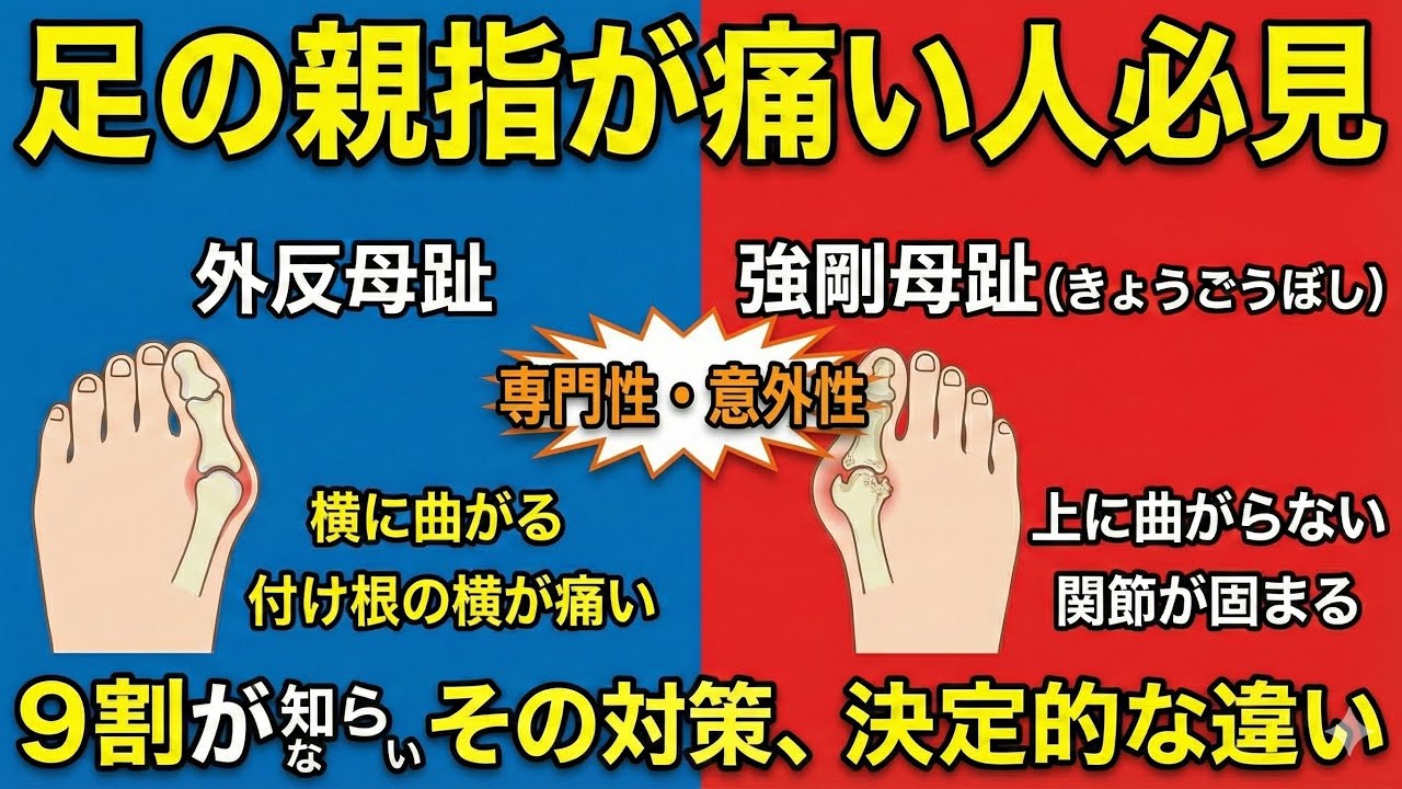 足の親指が痛い人必見。9割が知らない「外反母趾」と「強剛母趾」の決定的な違い（専門性・意外性）