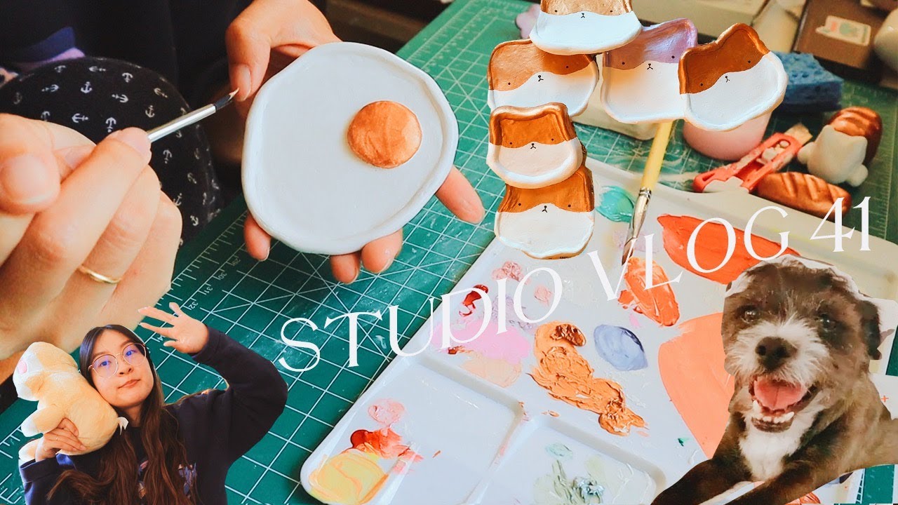 🎨 studio vlog 41: air dry clay trays, art portfolio, cat friends, art block hits 🗂🐱🧱
