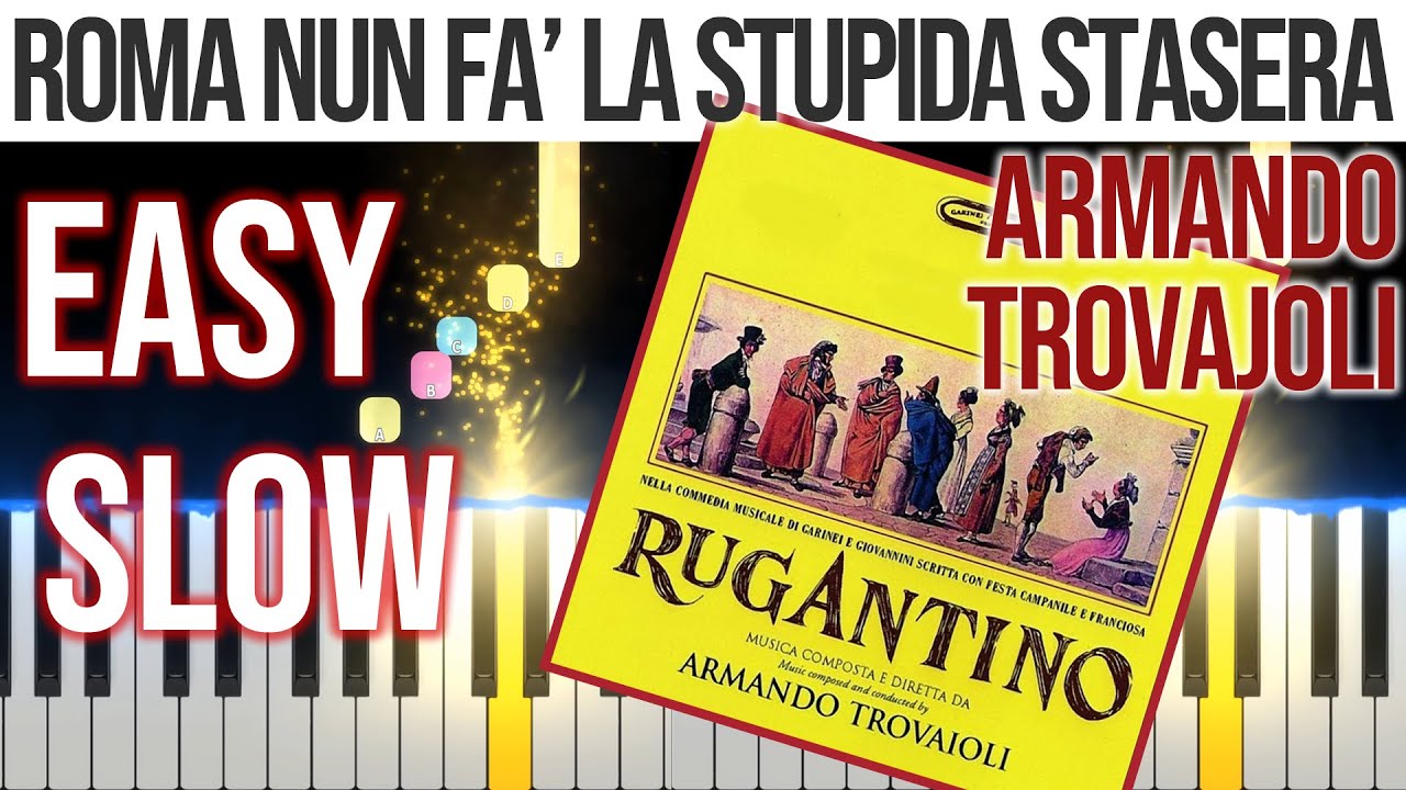 Roma Nun Fa' La Stupida Stasera - Armando Trovajoli - EASY SLOW Piano Tutorial 🎹 - video 4K🤙