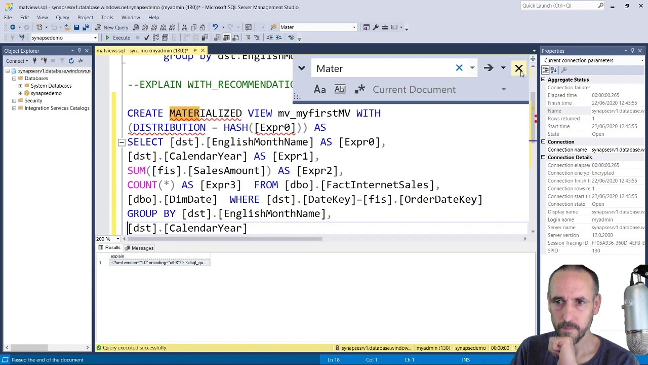 How to: Create Materialized Views in Azure Synapse Analytics SQL Pools