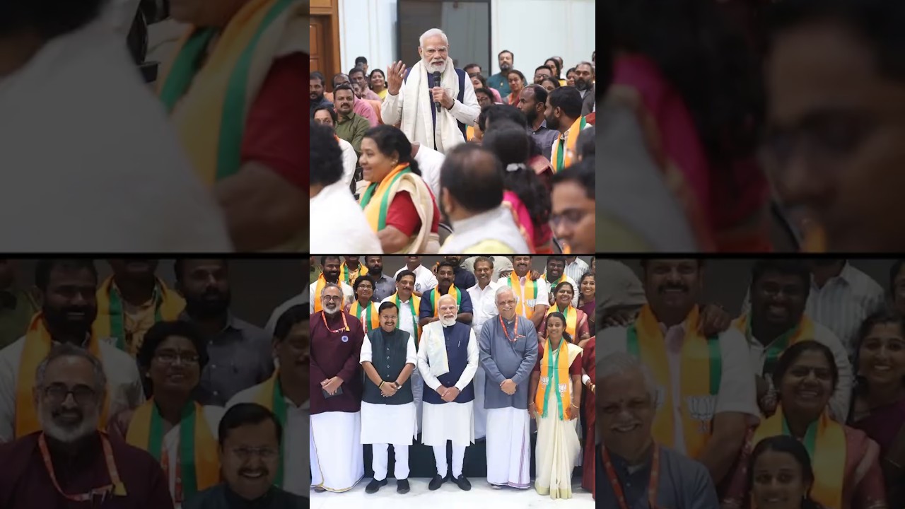 PM Modi met elected BJP Panchayat members from Kerala | #shorts