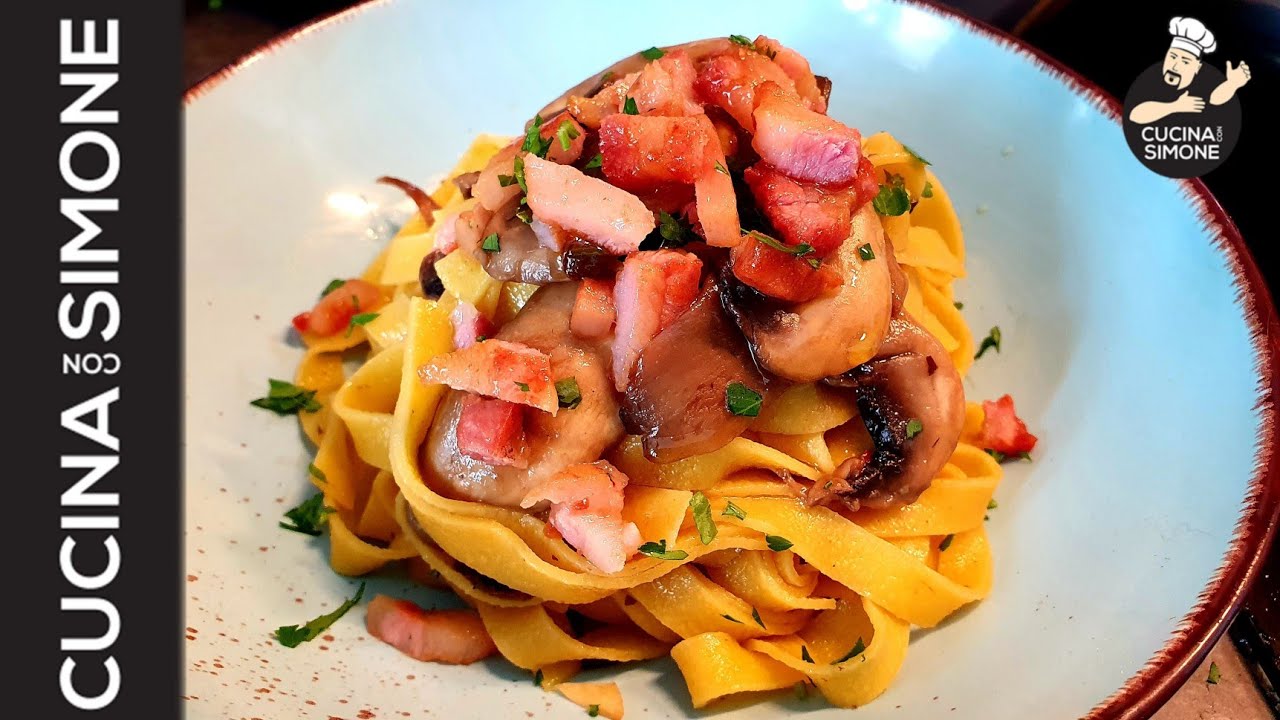 Fettuccine  Funghi e Pancetta croccante