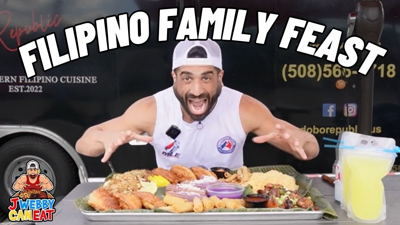 MY FIRST FILIPINO FOOD CHALLENGE - FILIPINO FAMILY FEAST - ADOBO REPUBLIC - WAREHAM, MA