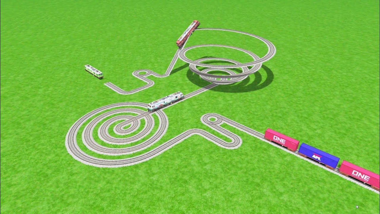 💝 TRAIN CROSSING CIRCLES WITH RISKY BUMPY ZIG ZAG ⭕️ CIRCLE RAILROAD RAILWORK BEANG DRIVE 