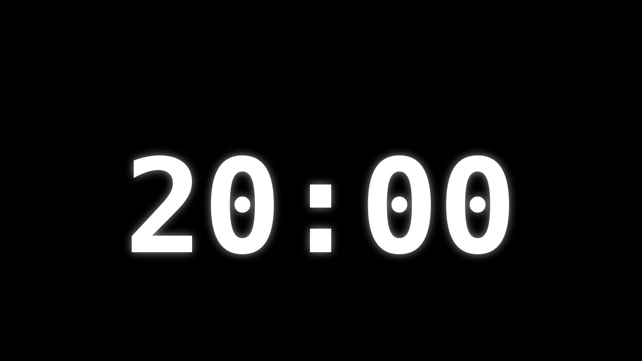 20 Minute Countdown Timer - Black screen, No sound