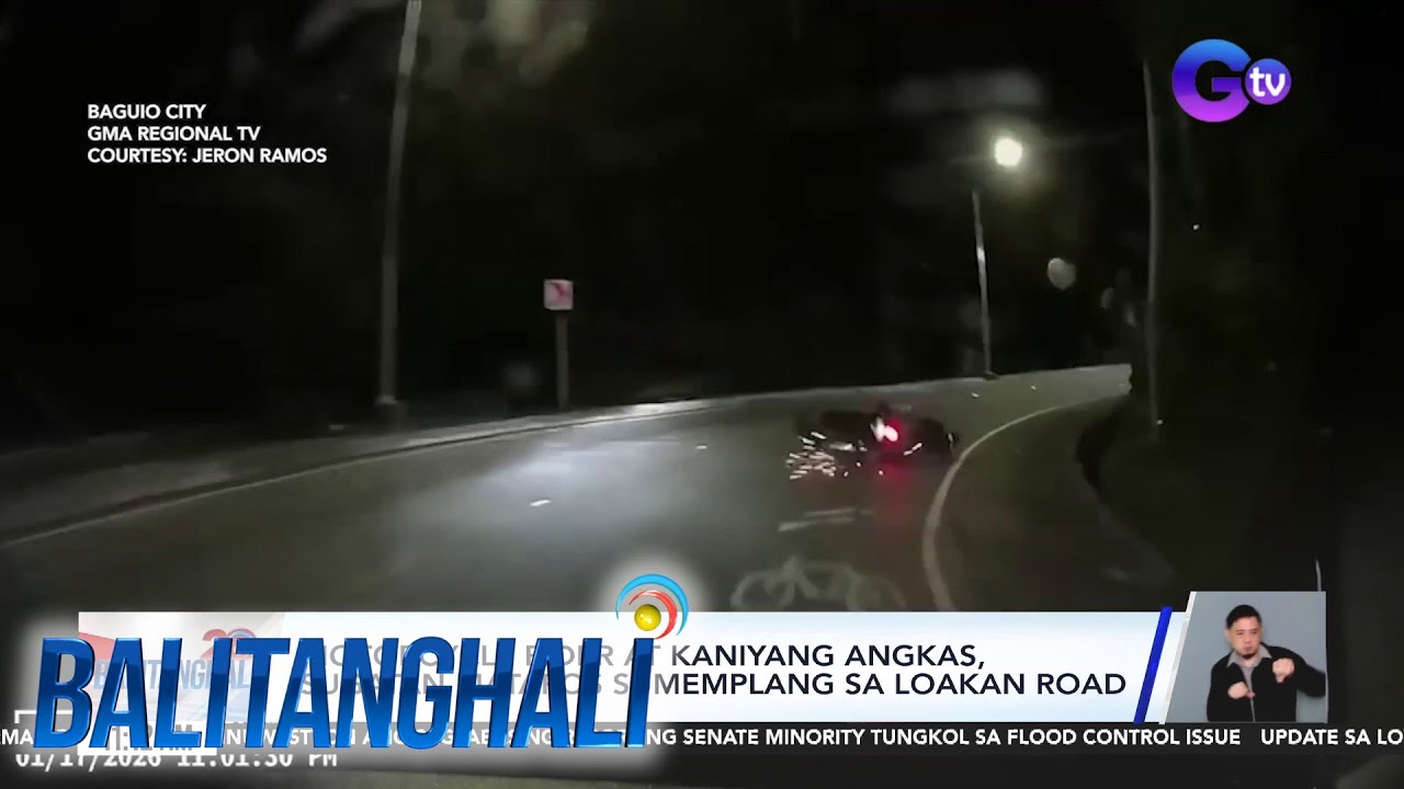 Motorcycle rider at kaniyang angkas, sugatan matapos sumemplang sa Loakan Road | Balitanghali