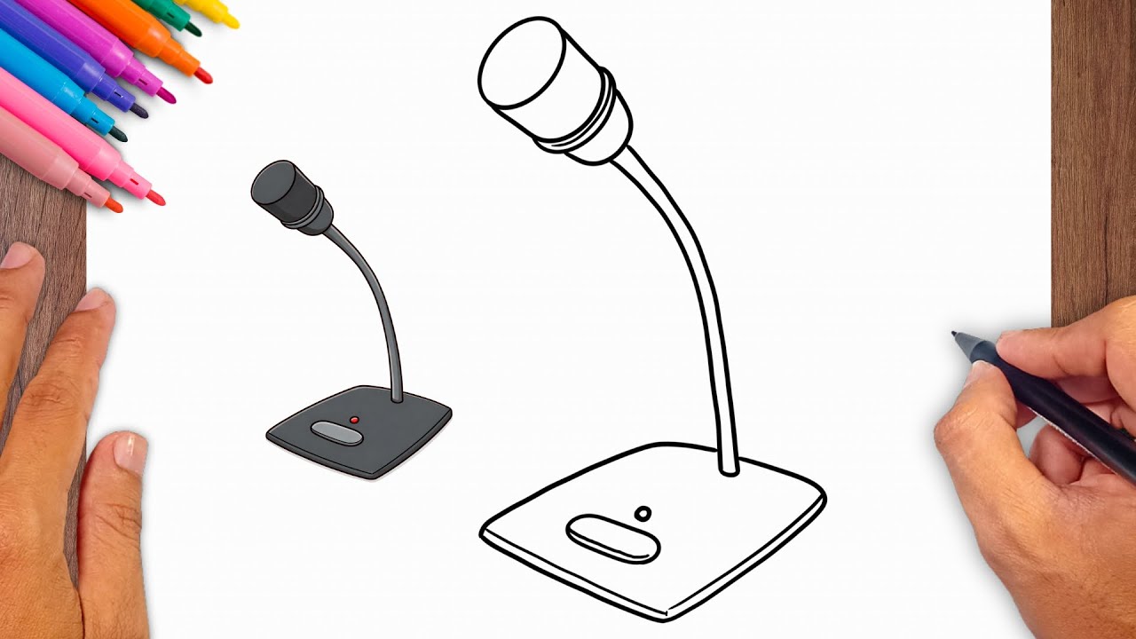 How to draw Desk Microphone - Easy Drawing for Kids & Beginners