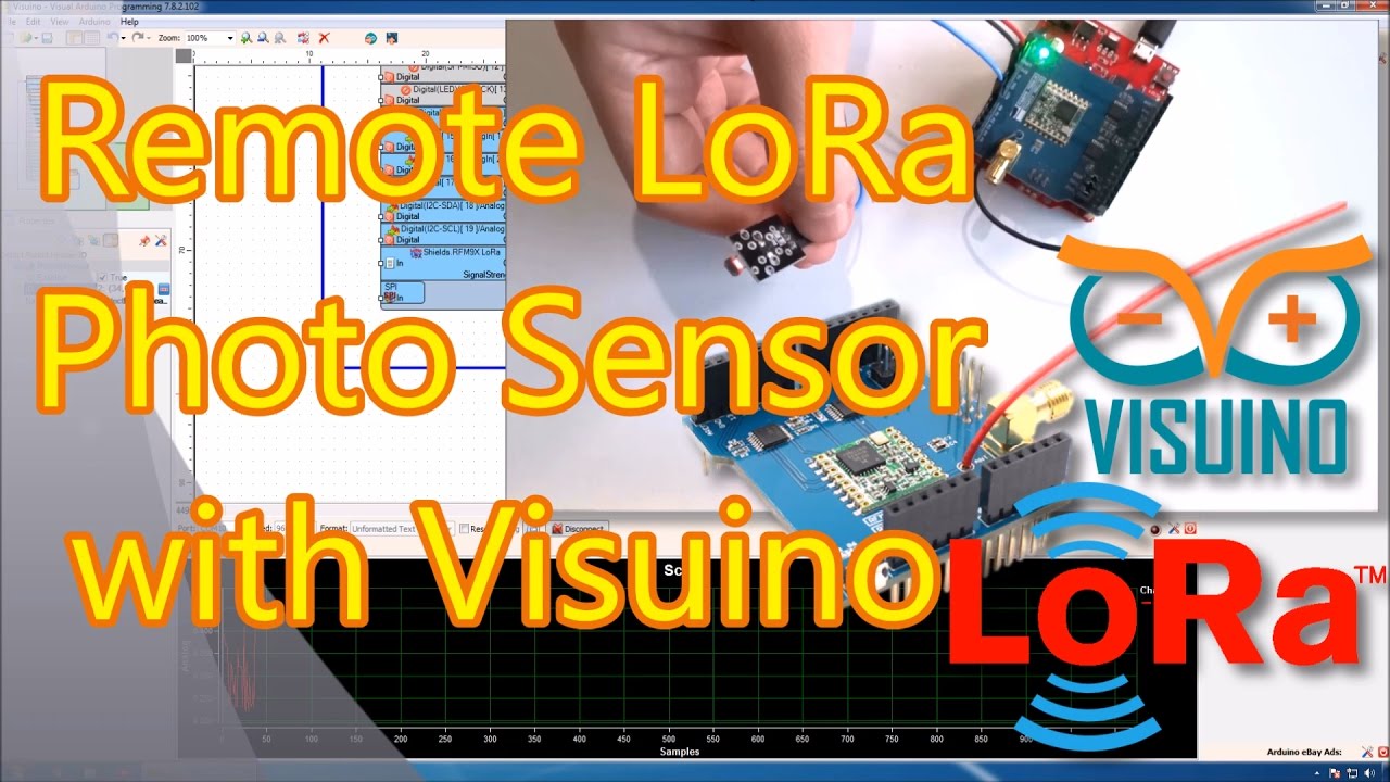Visuino Tutorial: Long Distance Remote Light Sensor with RFM95W/RFM98W Makerfabs LoRa Shields