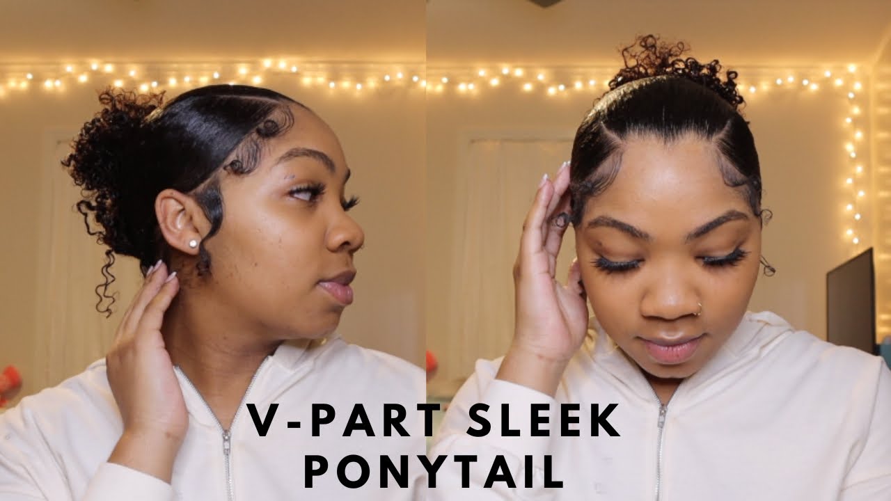 V-Part Sleek Ponytail on Natural Hair | Claw Clip Hairstyle | Myriah Samone