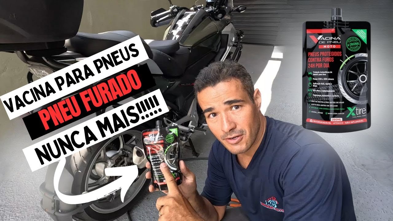 VACINA DE PNEU XTIRE MOTO - COMO FUNCIONA E COMO APLICAR - PNEU FURADO NUNCA MAIS COM OU SEM CAMARA