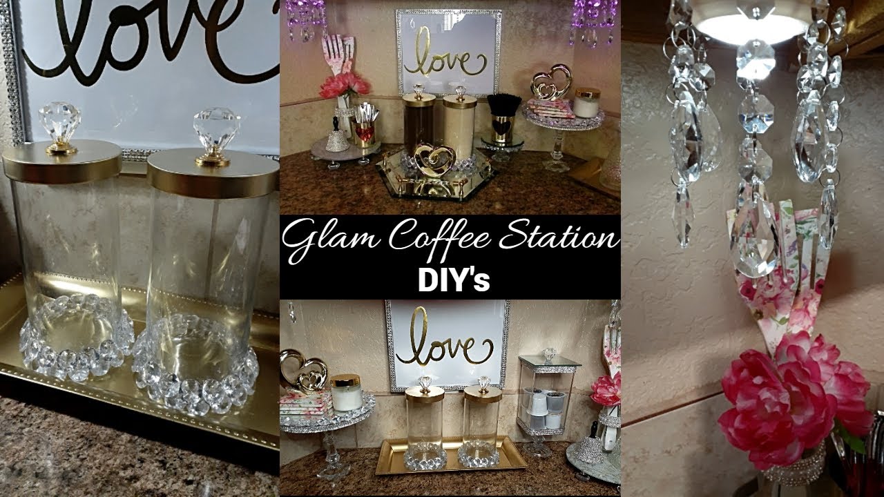 DIY Glam Coffee Station 💎 Functional and Glam Kitchen Decor DIYs| Glam and Girly Kitchen Decorating