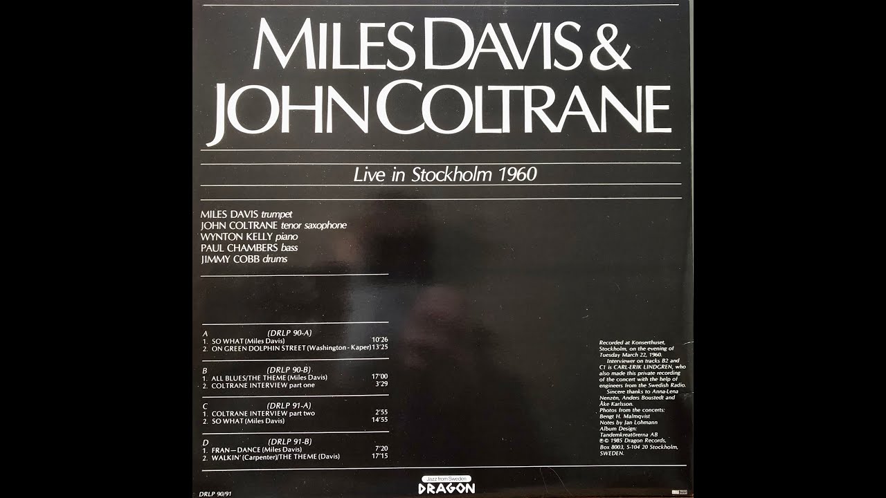 Miles & Trane / Live in Stockholm / DRLP 91 C