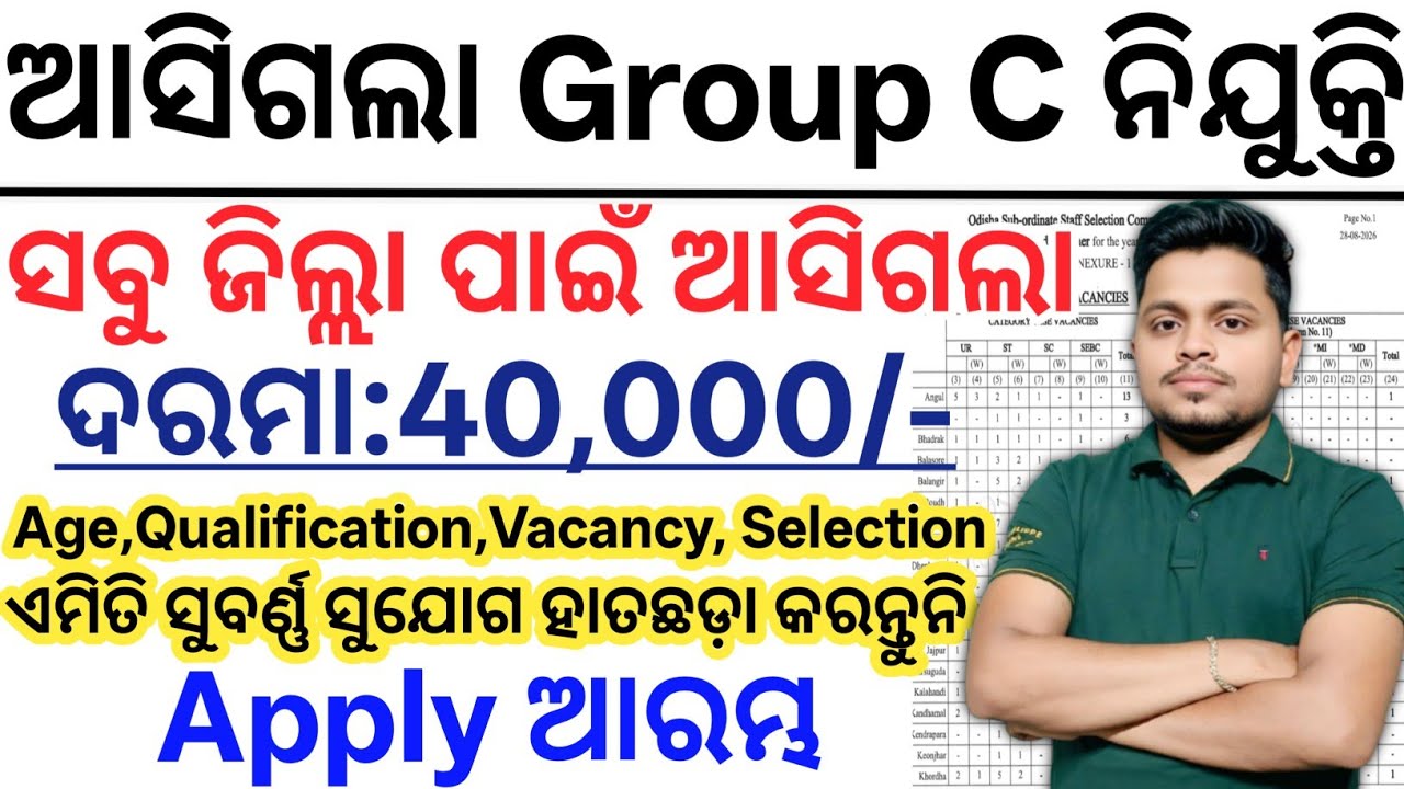 Odisha Group C Job Vacancy 2026// Group C Govt Jobs in Odisha 2026// Odisha New Govt Jobs 2026