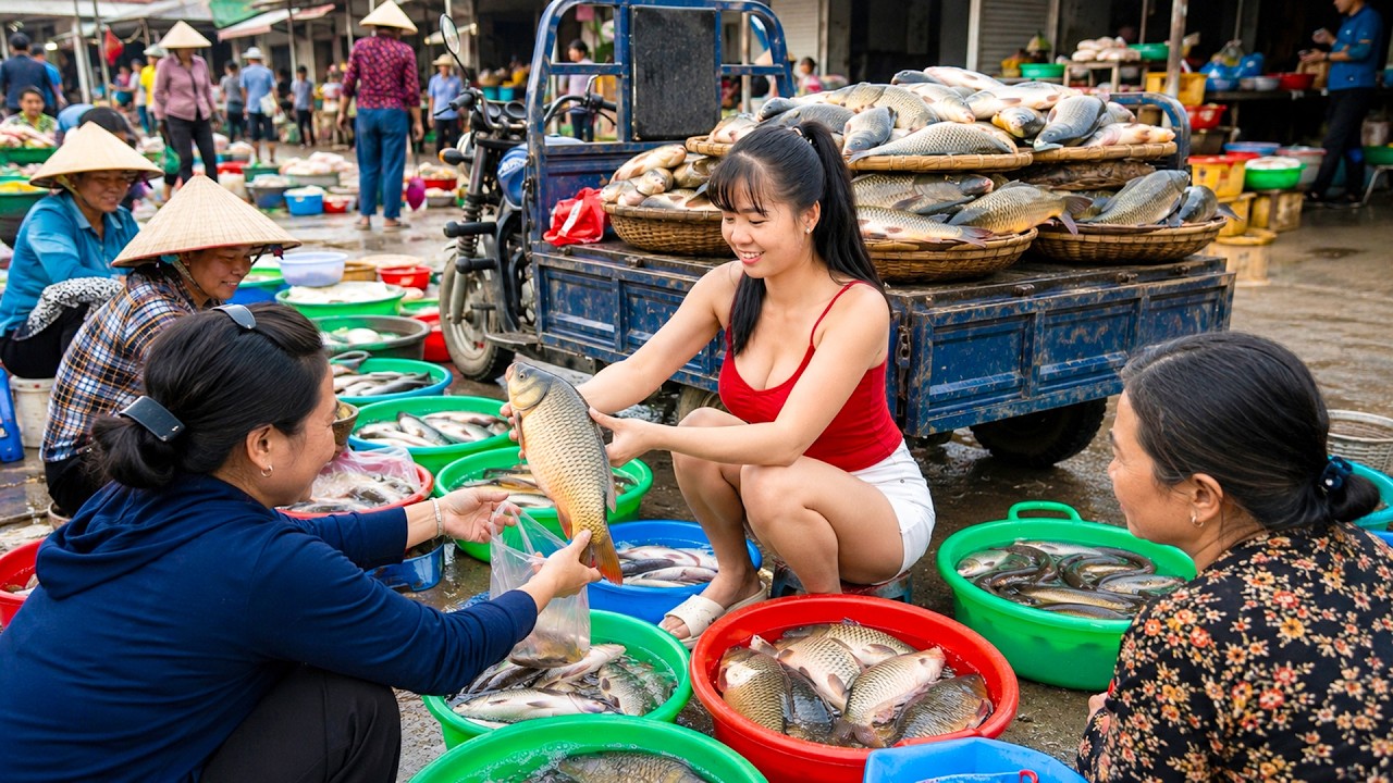 Massive Big Fish Harvest! Truck Loaded with Huge Fish to Sell at Countryside Market