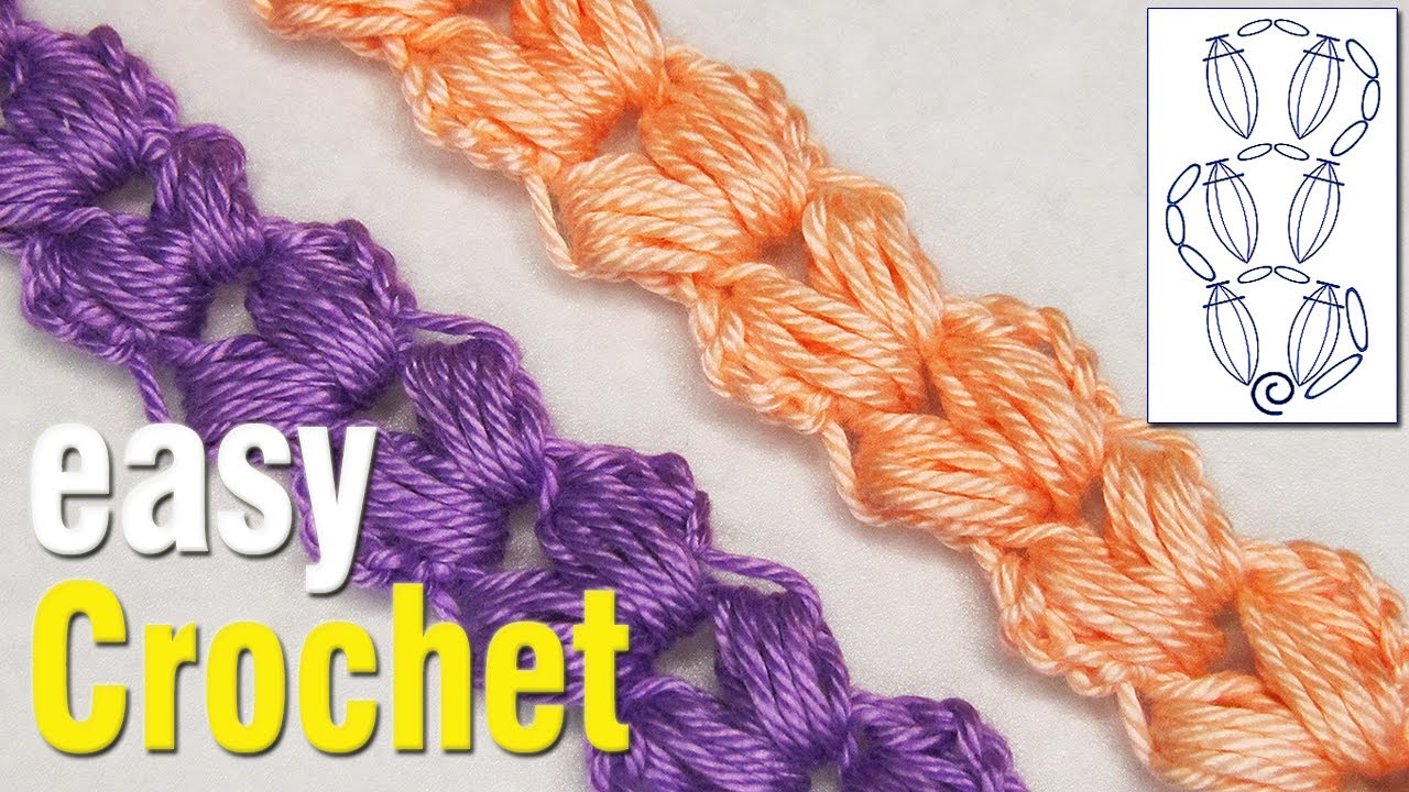 Easy Crochet: How to Crochet a Simple  Puff stitch Cord for beginners. Cord pattern & tutorial.