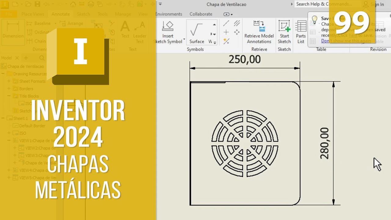 Detalhamento Escala Redução | Inventor 2024 Chapas Metálicas