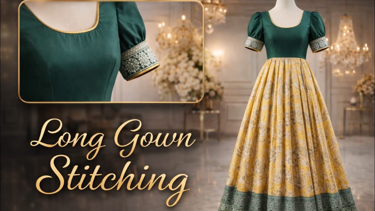 Long gown stitching | Step by Step | Tutorial | #stitching #sewing #tutorial #easy #longfrock #dress