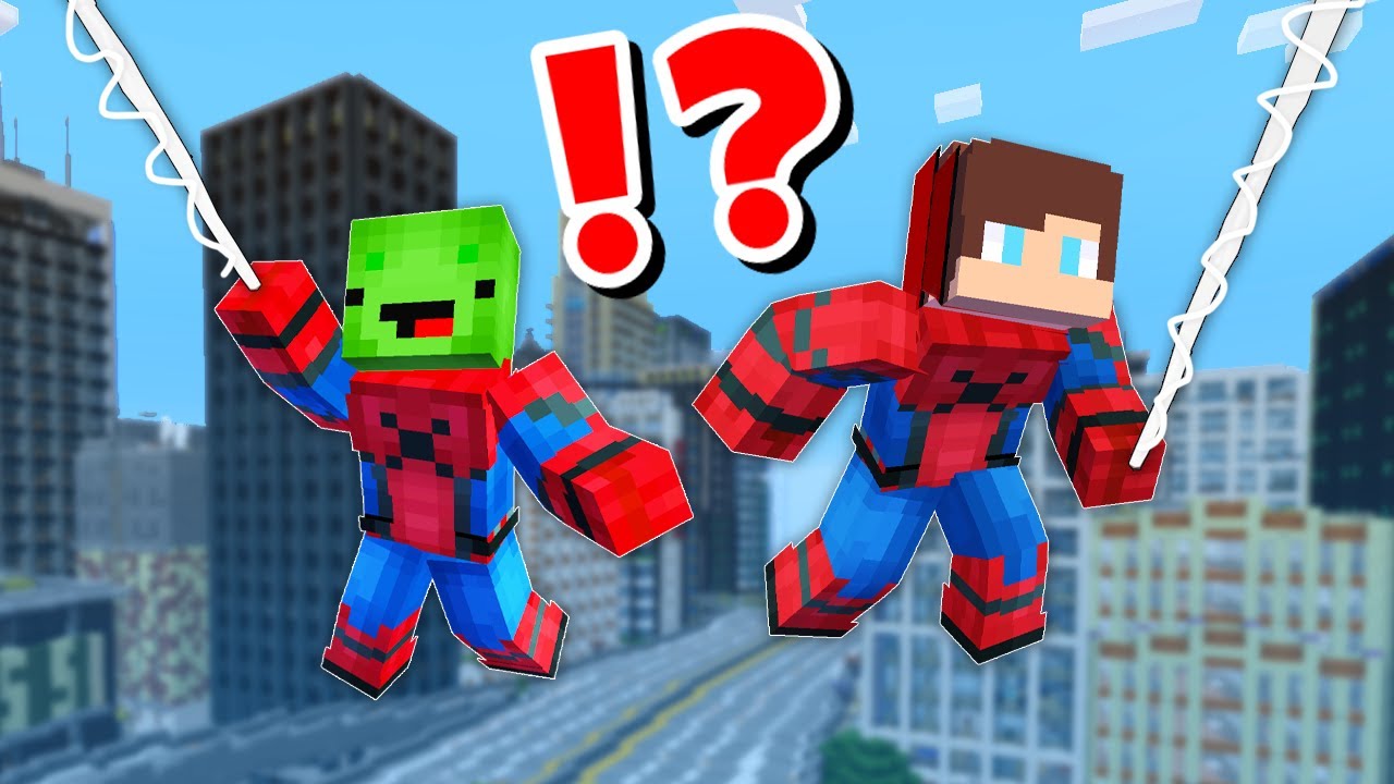 JJ and Mikey in SPIDERMAN CHALLENGE in Minecraft / Maizen animation