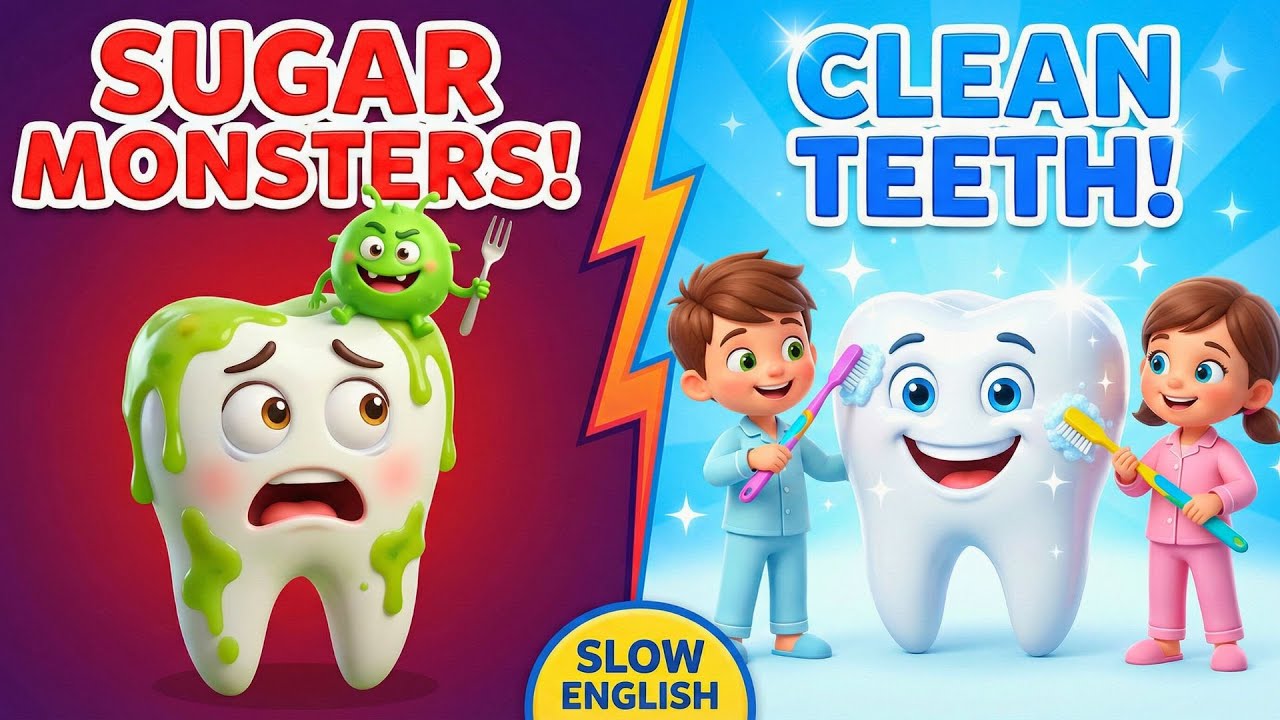 Why Are Sugar Monsters Bad for Teeth? 😱 | Easy English Listening Story (A1 Level)