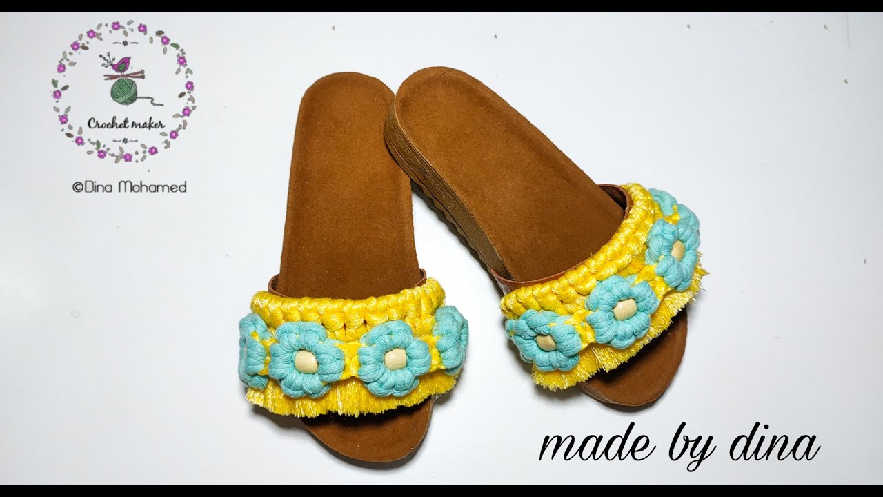 كروشيه سليبر مكرمية اطفال .. macrame slipper kids