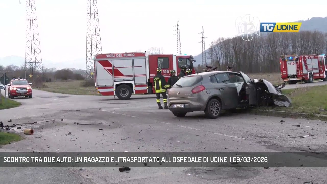 SCONTRO TRA DUE AUTO: UN RAGAZZO ELITRASPORTATO ALL'OSPEDALE DI UDINE  | 09/03/2026