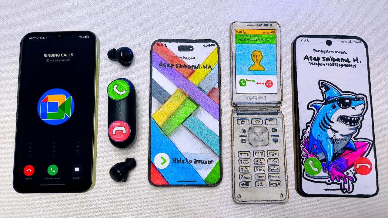 Galaxy a15 vs Earbuds vs iPhone 17 pm vs Galaxy Folder 2 vs Redmi Shark incoming call