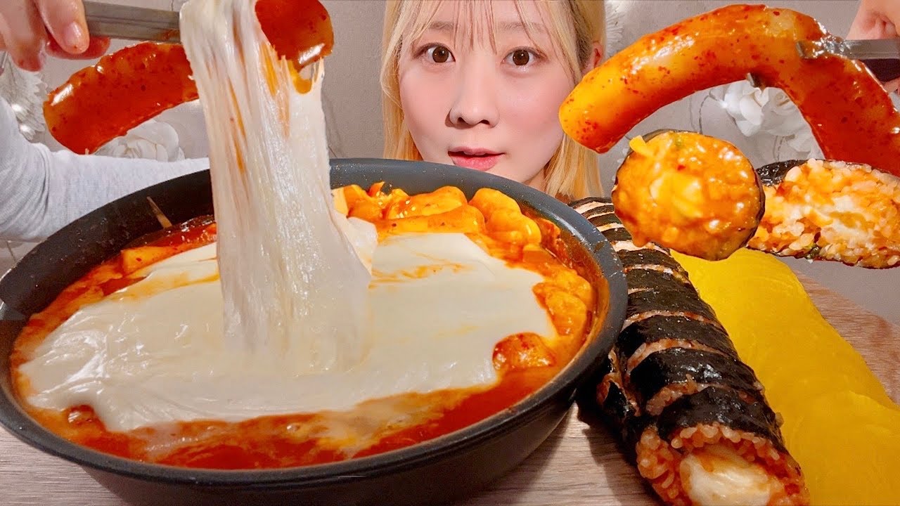 ASMR Гигантский сырный ттокпокки【русские субтитры】【Mukbang/ Eating Sounds】
