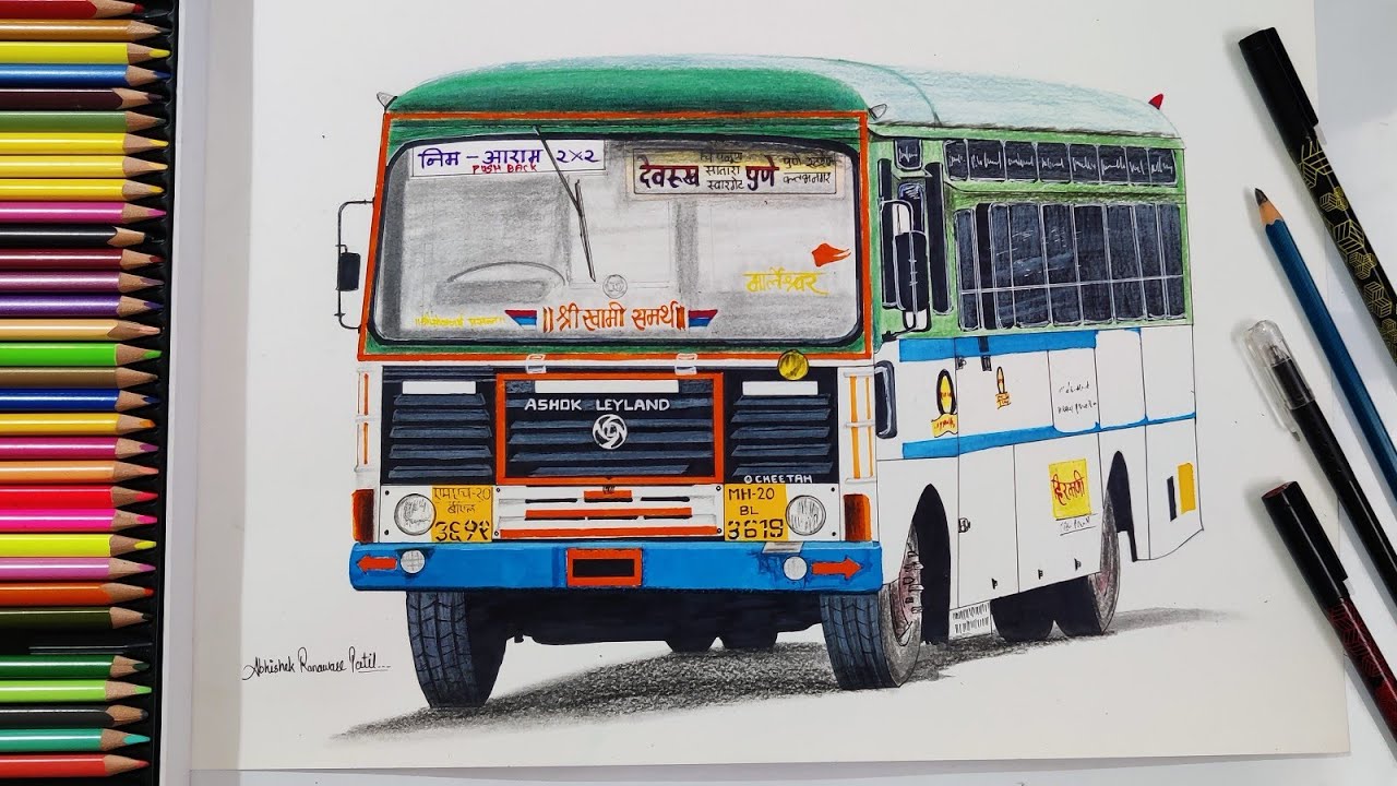 MSRTC Bus / #drawing #bus #buslover
