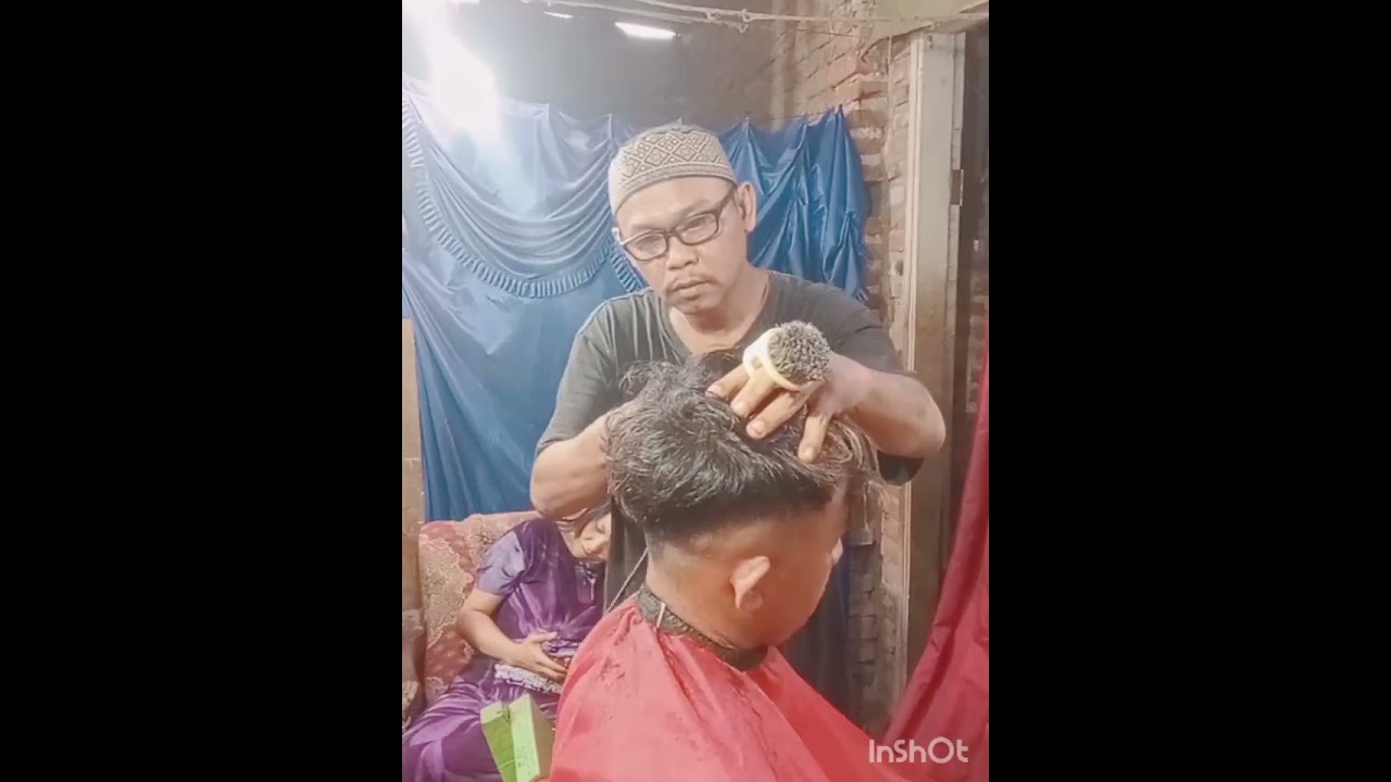 Cukur mide fade 💇‍♂️💈tutorial flog, tempat cukur kampung