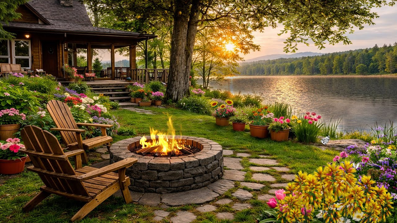 Peaceful Spring Forest by the River 🌿🔥 Crackling Fire, Birds & Deep Relaxation