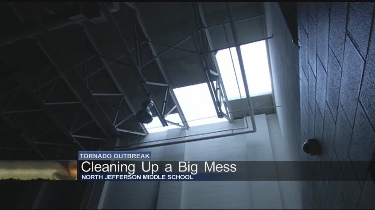 North Jefferson Middle School cleaning up after the storm