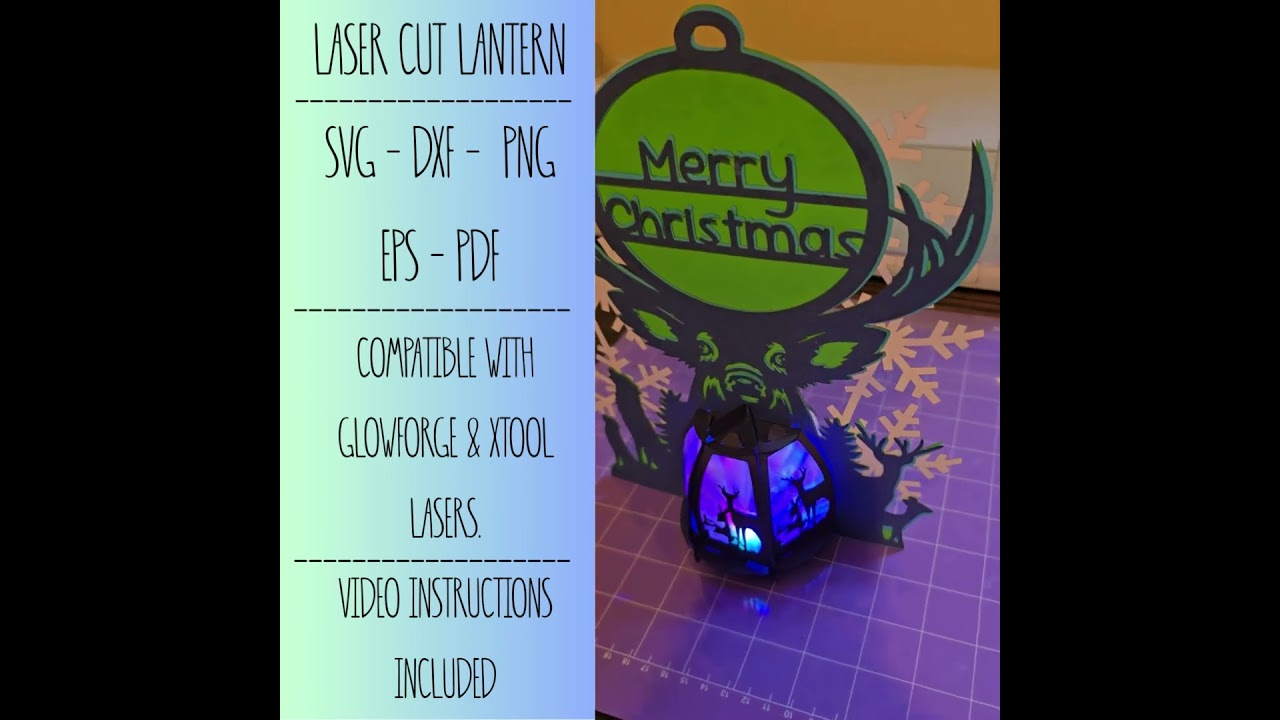 DIY 3D SVG Cut File Reindeer Christmas Paper Lantern for Laser Cutting Glowforge & xTool Compatible