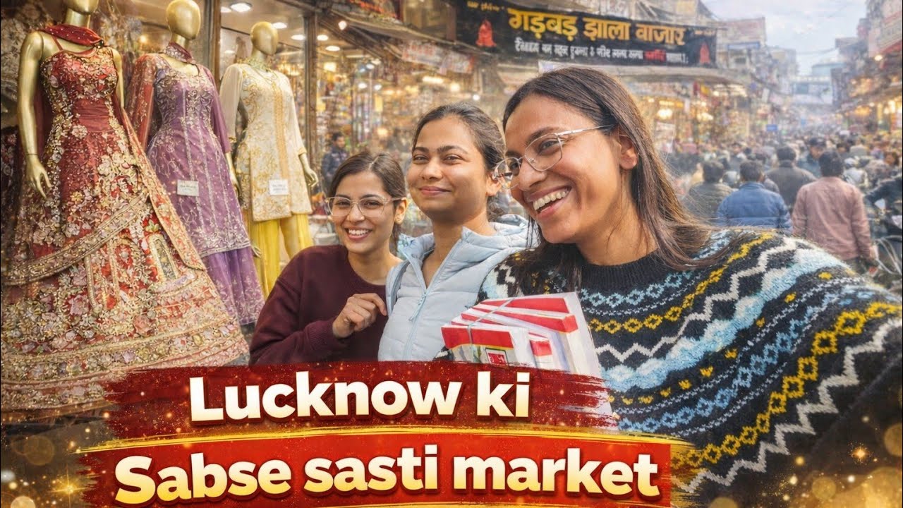 Lucknow ki sabse purani aur sasti market 🎀😍Aminabad shopping 🛍️ +street food 🍛 •friends •masti •food