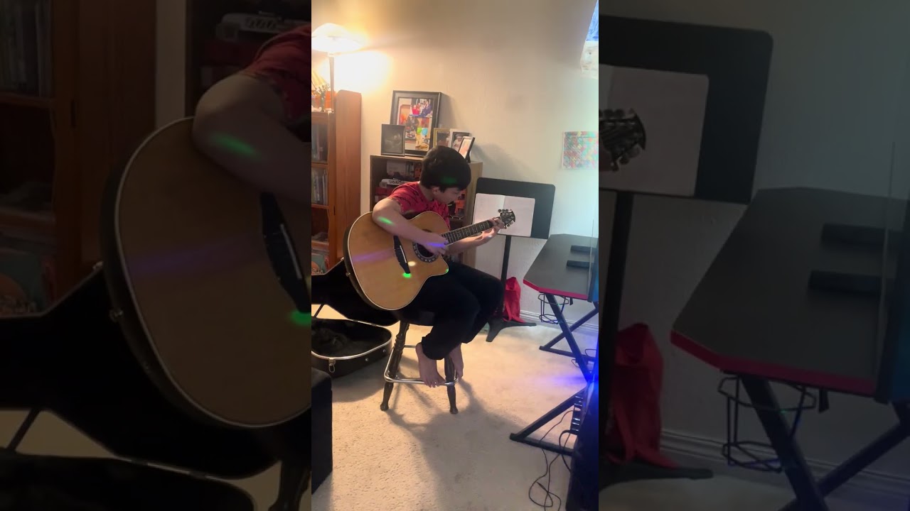 Caden playing RHCP Otherside on acoustic guitar