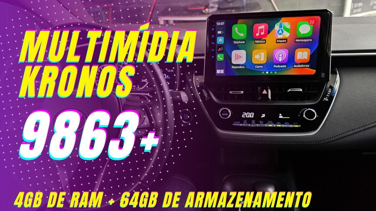 Central Multimídia Corolla 2022 Kronos 9863+ OctaCore 4GB Ram + 64GB Rom