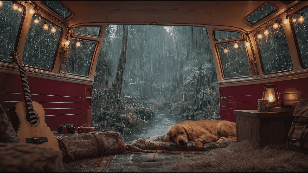 Rainy Night in Van 🌧️ Cozy Acoustic Guitar & Rain Sounds for Deep Sleep