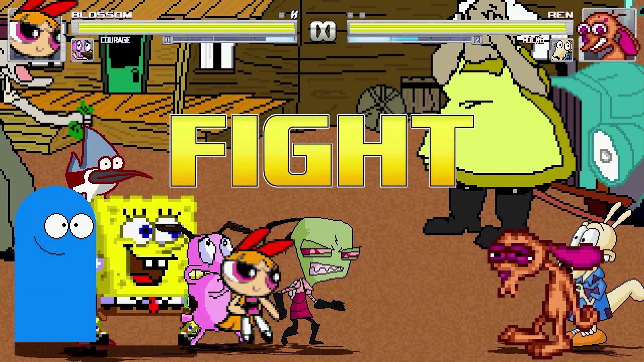 AN Mugen Request #1711: Blossom, Courage, Bloo, Mordecai VS Ren, Rocko, Spongebob, Zim