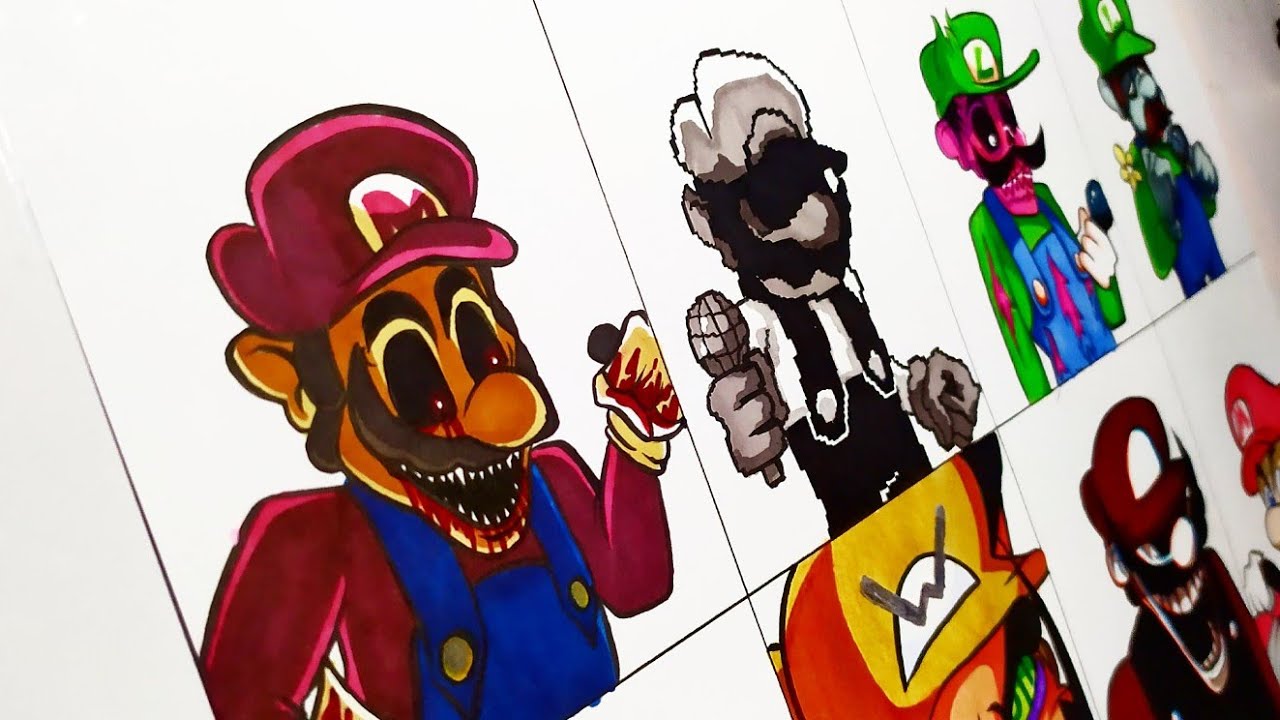 рисовать марио безумие целую неделю - Friday Night Funkin' (FNF MOD) (MARIO 85' / MX / Mario.EXE)